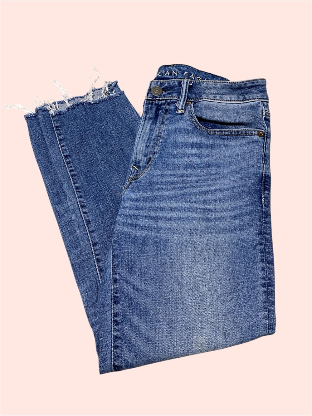 AE AirFlex Straight Leg Jeans w Distressed Hem